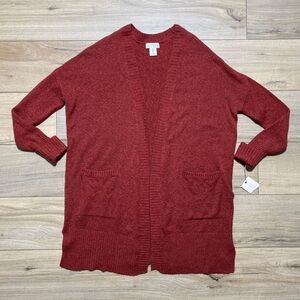 Ruby Moon Womens‎ Long Sleeve Open Front Cardigan Sweater Size Small Red/Orange